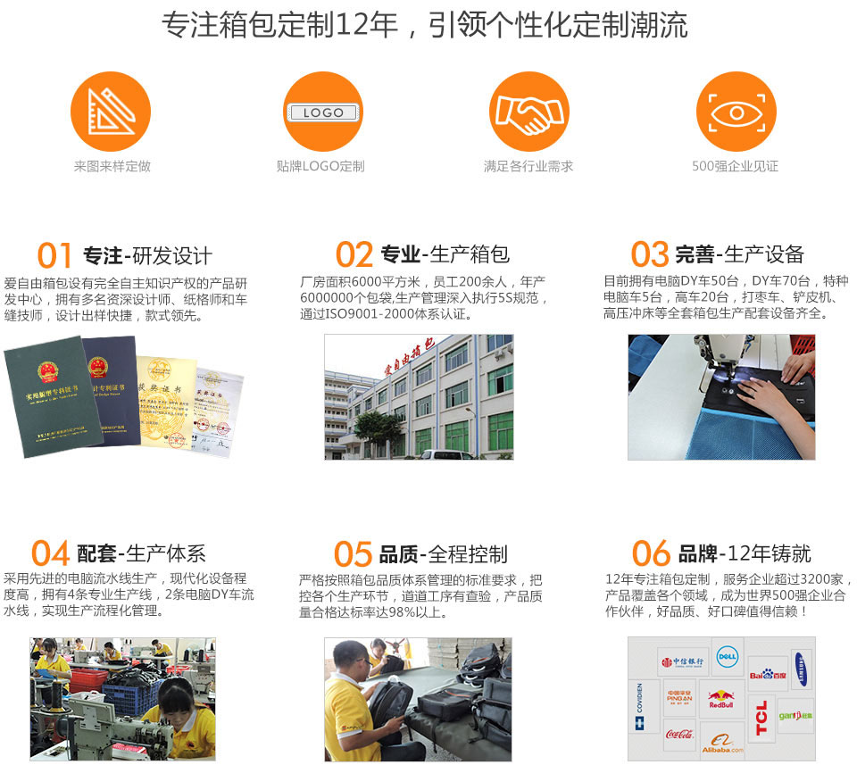 爱自由箱包定制六大优势